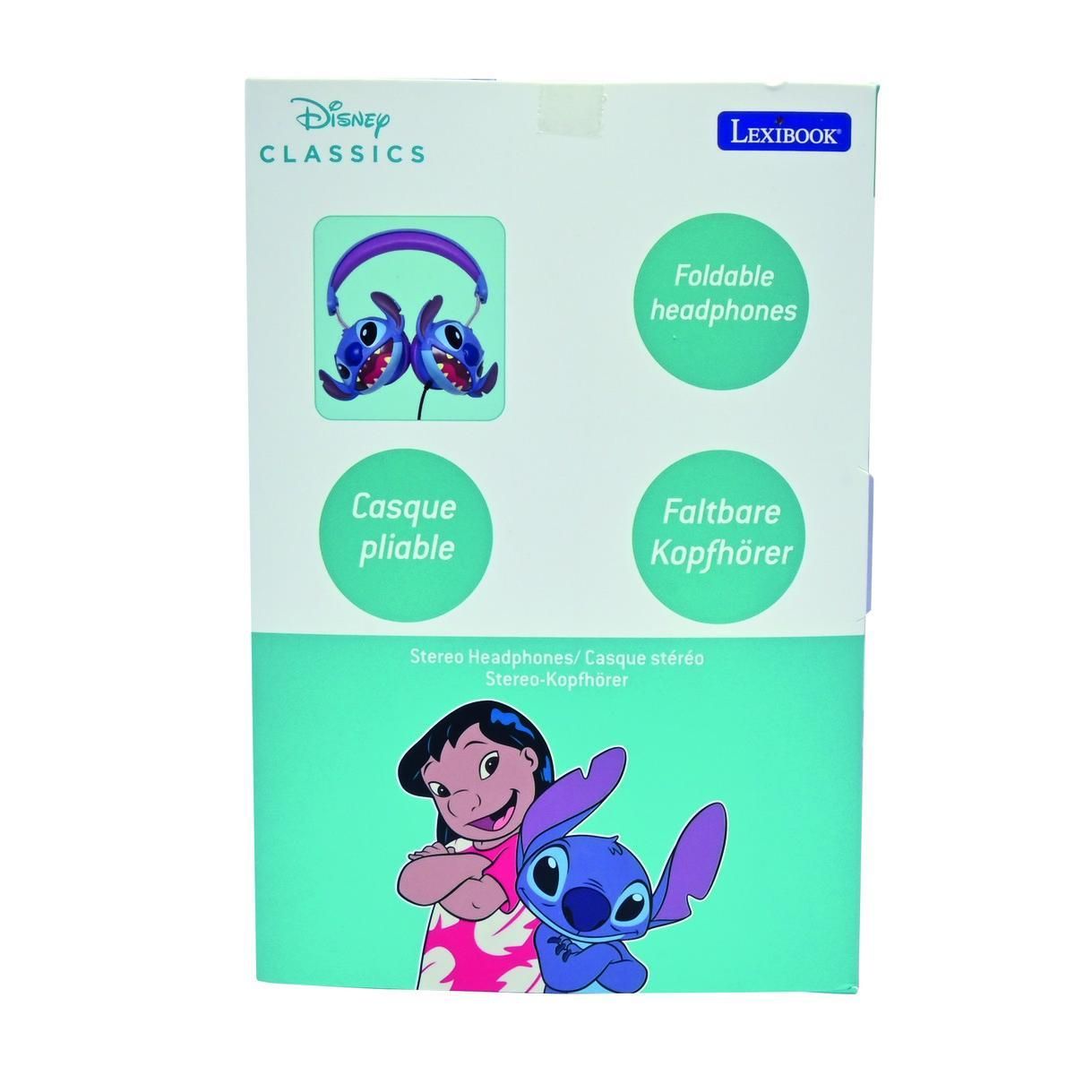 Lexibook Casque stéréo filaire pliable Stitch avec limitation de volume d'écoute