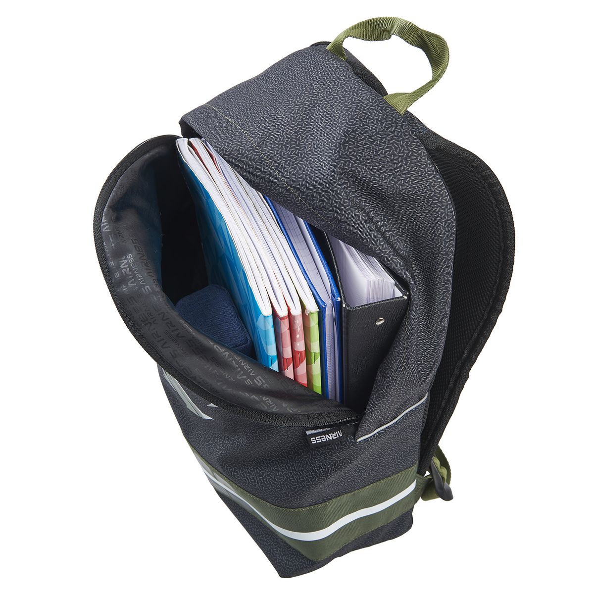 AIRNESS Sac à dos 1 compartiment kaki et noir