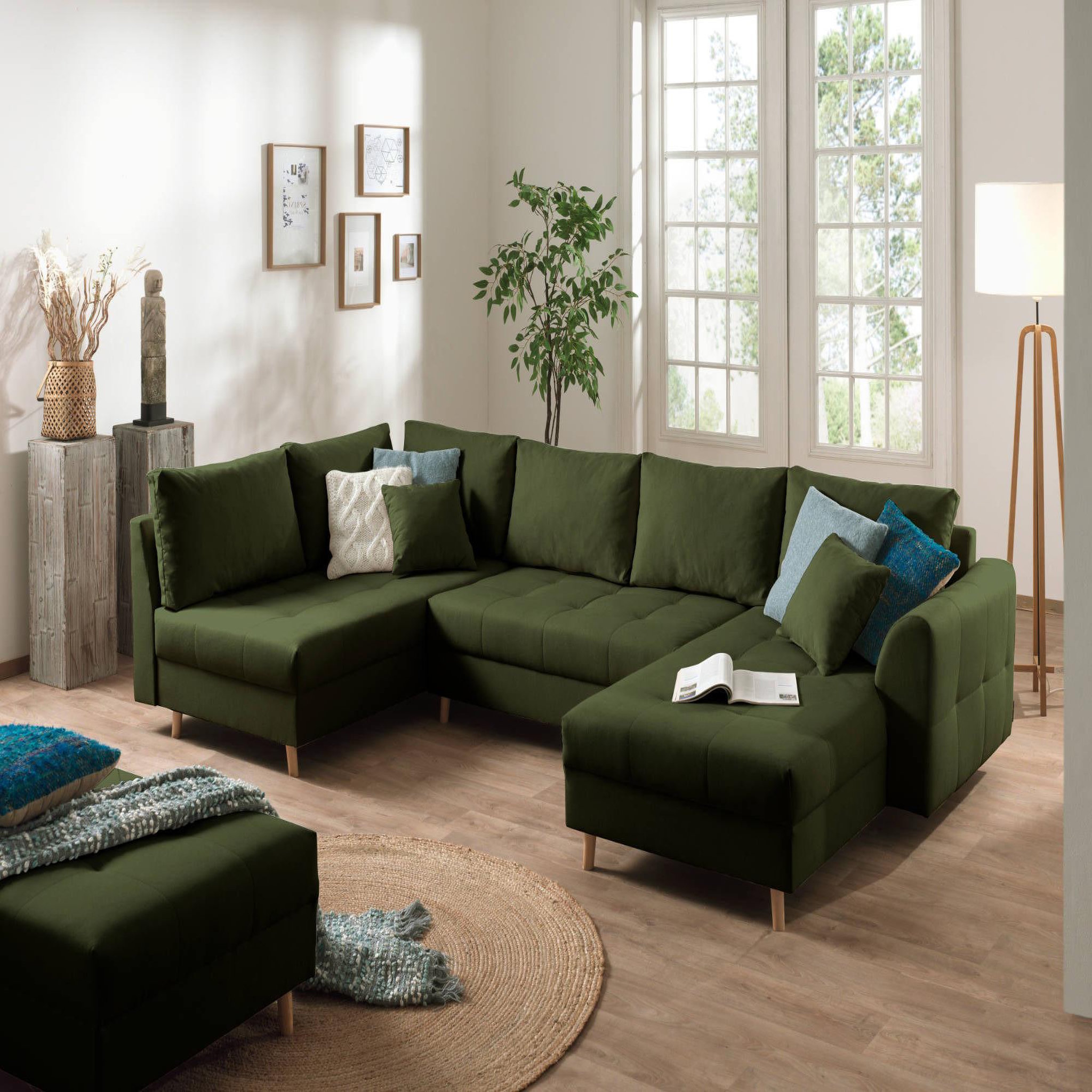 Voir la diapositive 1 : LISA DESIGN Rune - canapé panoramique avec pouf d'appoint - 7 places - style scandinave - gauche