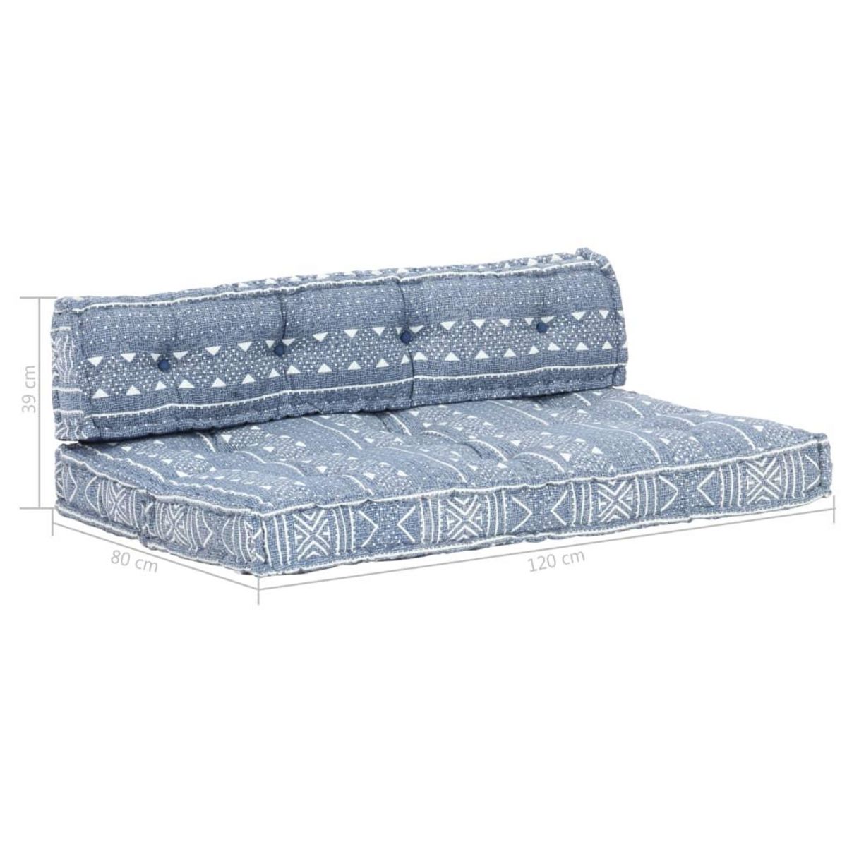 VIDAXL Coussin de canape palette Indigo Tissu Patchwork