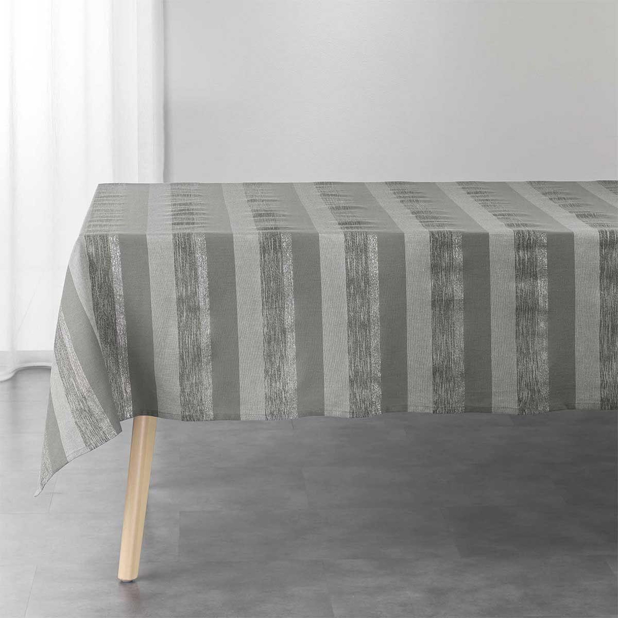 Douceur d'Intérieur Nappe en coton tissée  eldora  140x240cm gris