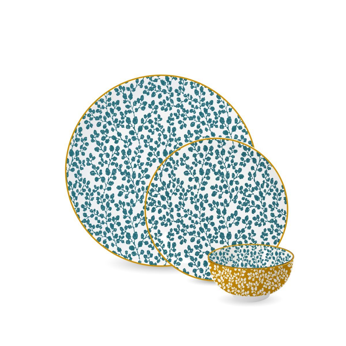 Service 18 pièces vert FEANA en porcelaine