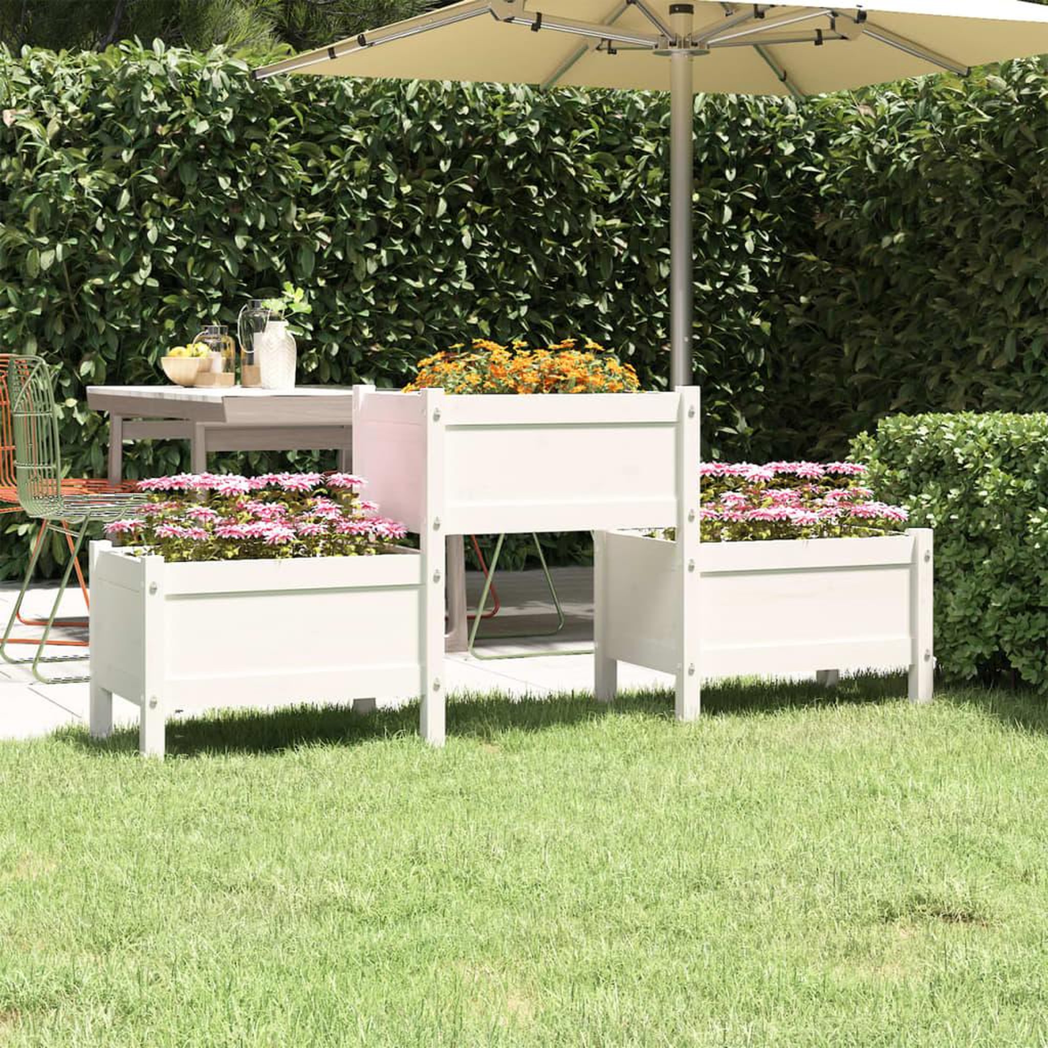 Voir la diapositive 1 : VIDAXL Jardiniere Blanc 178,5x44x75 cm Bois massif de pin