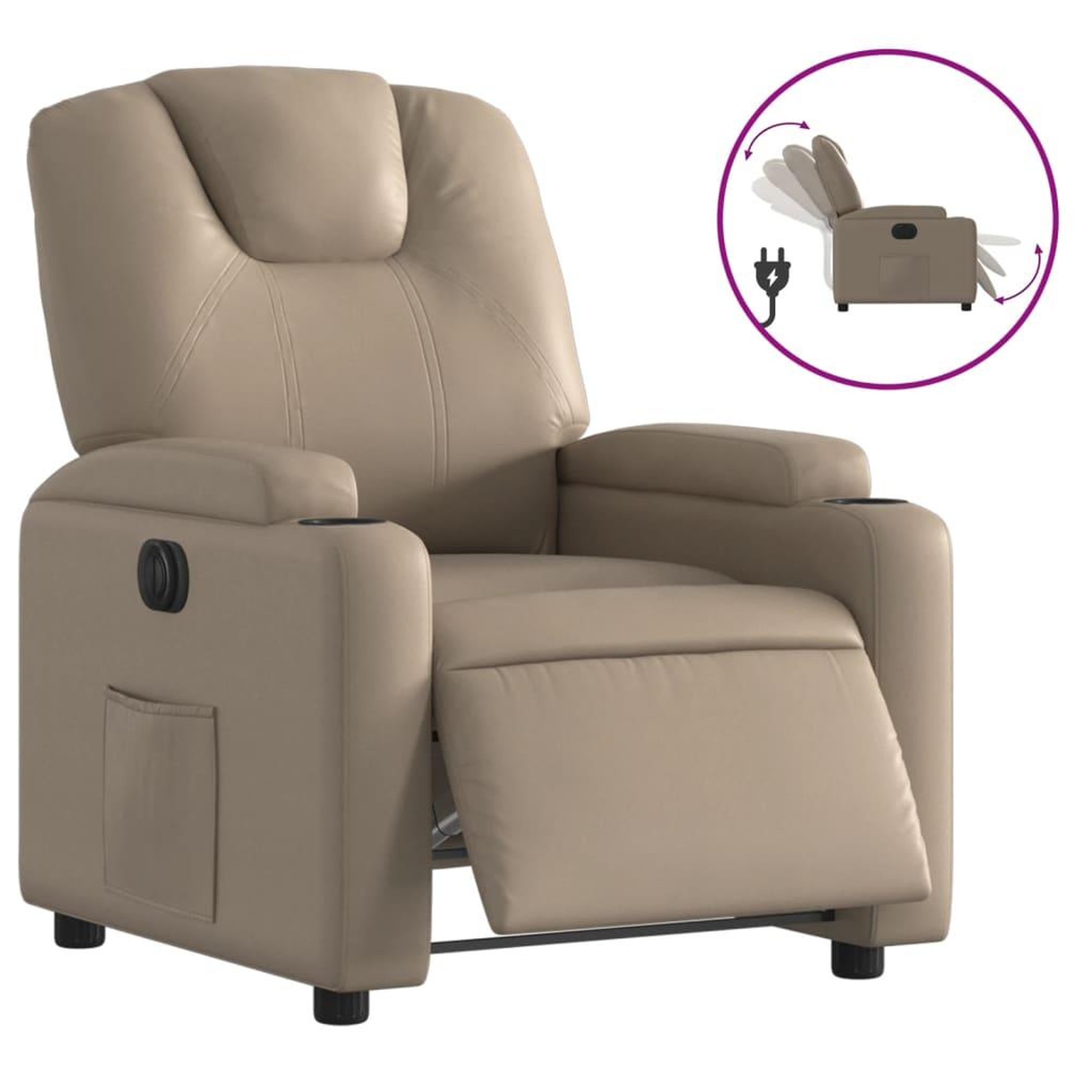 Voir la diapositive 2 : VIDAXL Fauteuil inclinable electrique Cappuccino Similicuir