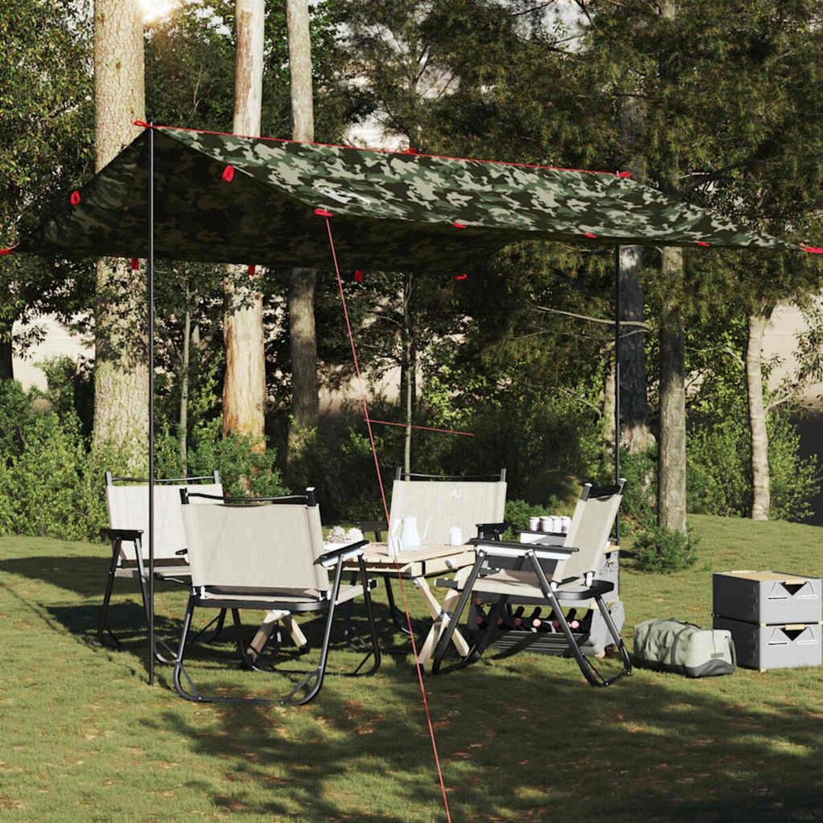 VIDAXL Bache de camping camouflage 306x306 cm impermeable