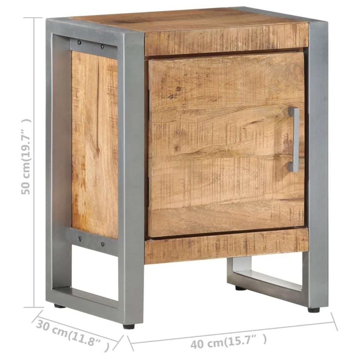 VIDAXL Table de chevet 40x30x50 cm Bois de manguier brut
