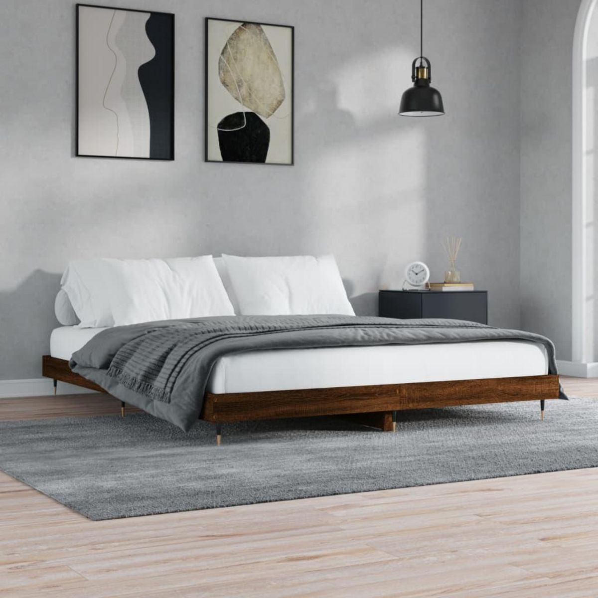 VIDAXL Cadre de lit sans matelas chene marron 200x200 cm