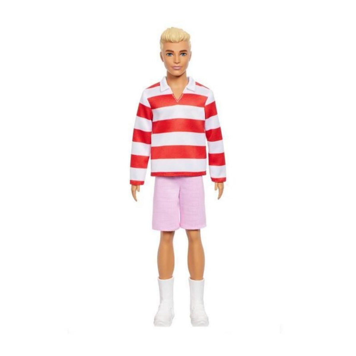 BARBIE Barbie - Poupée Ken Fashionistas avec haut a rayures rouges et short - Barbie - HYV01