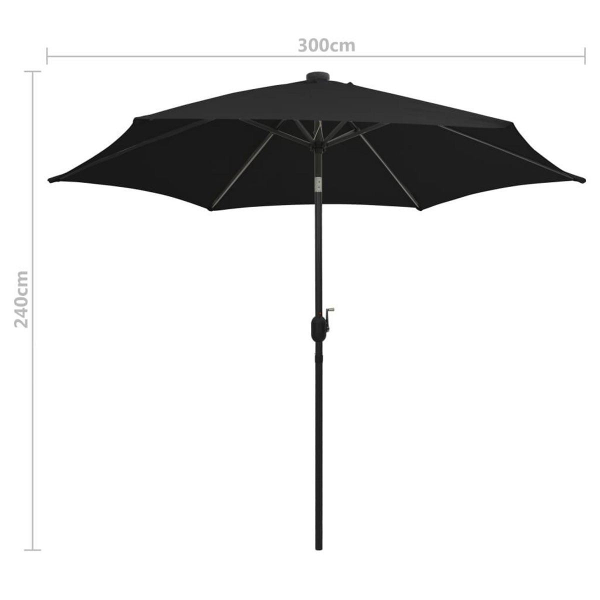 VIDAXL Parasol de jardin avec lumieres LED et mat en aluminium noir