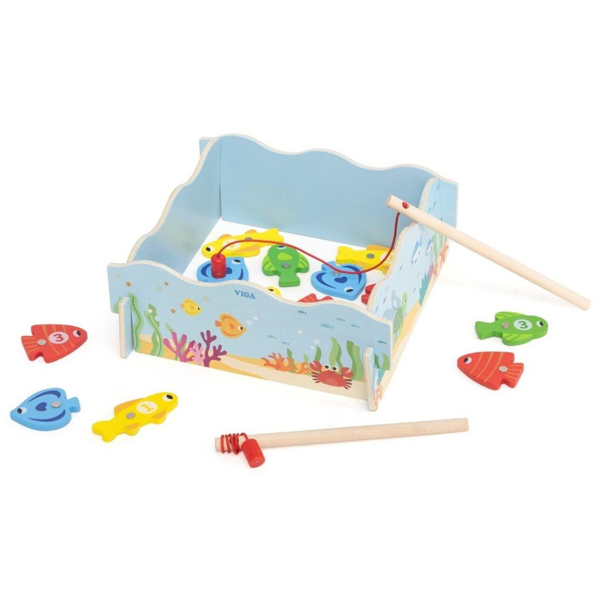 Voir la diapositive 4 : VIGA Jeu de pêche magnétique  44843 - bois, poissons chiffrés