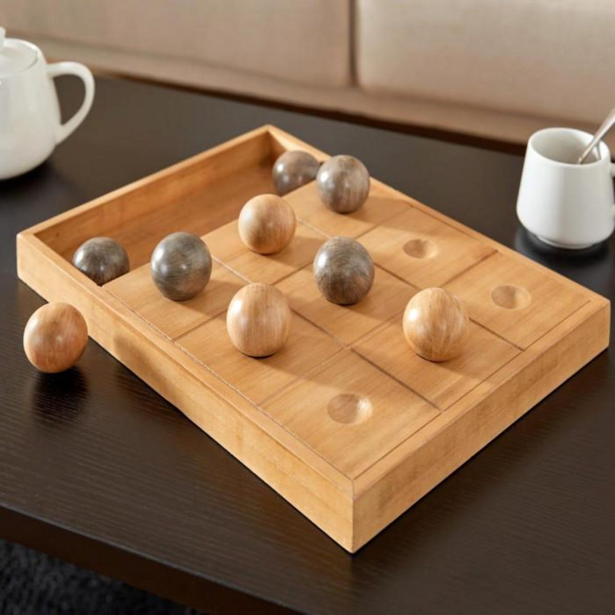 ATMOSPHERA Jeu de Morpion Déco en Bois  Jehan  40cm Naturel