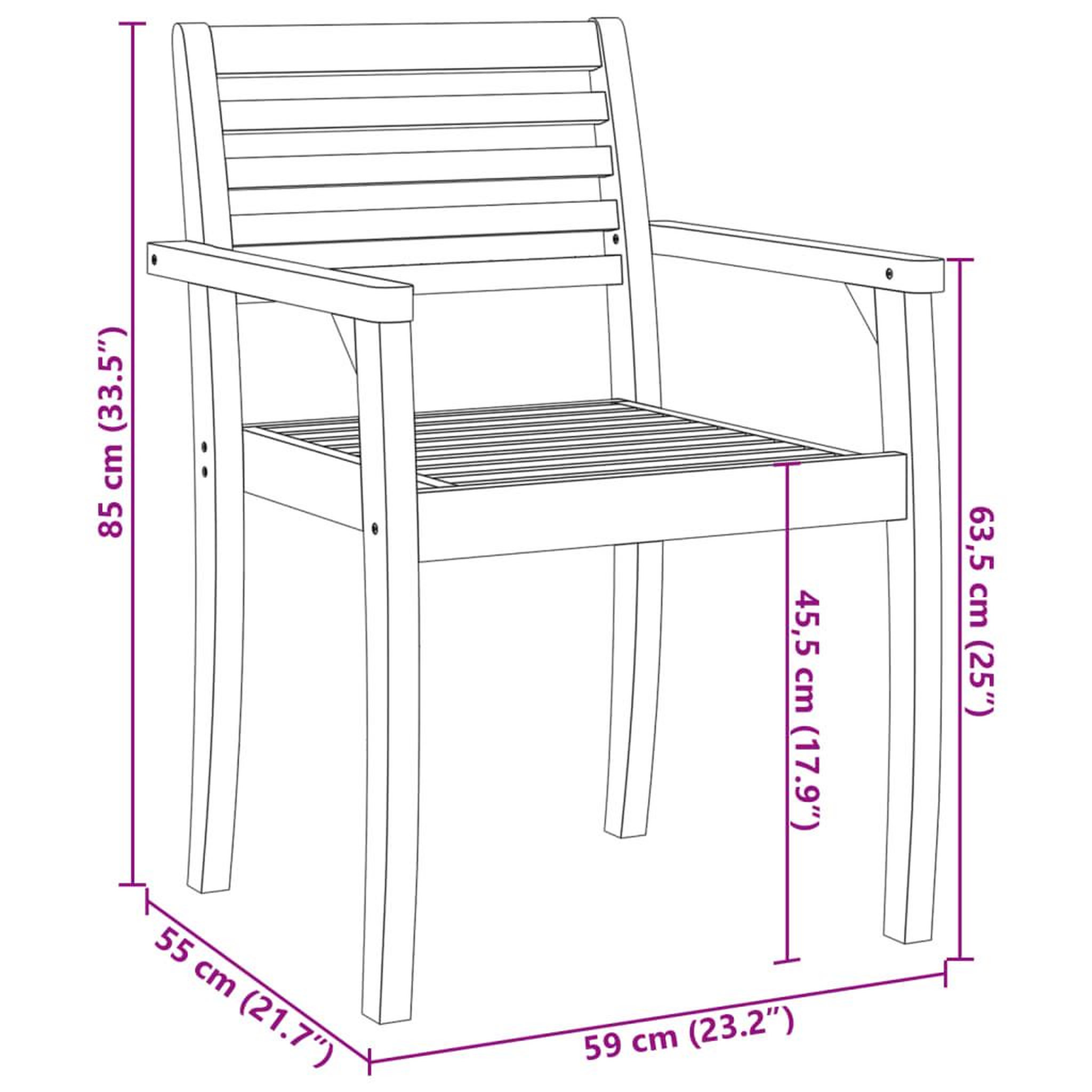 Voir la diapositive 6 : VIDAXL Chaises de jardin lot de 2 59x55x85 cm bois massif d'acacia