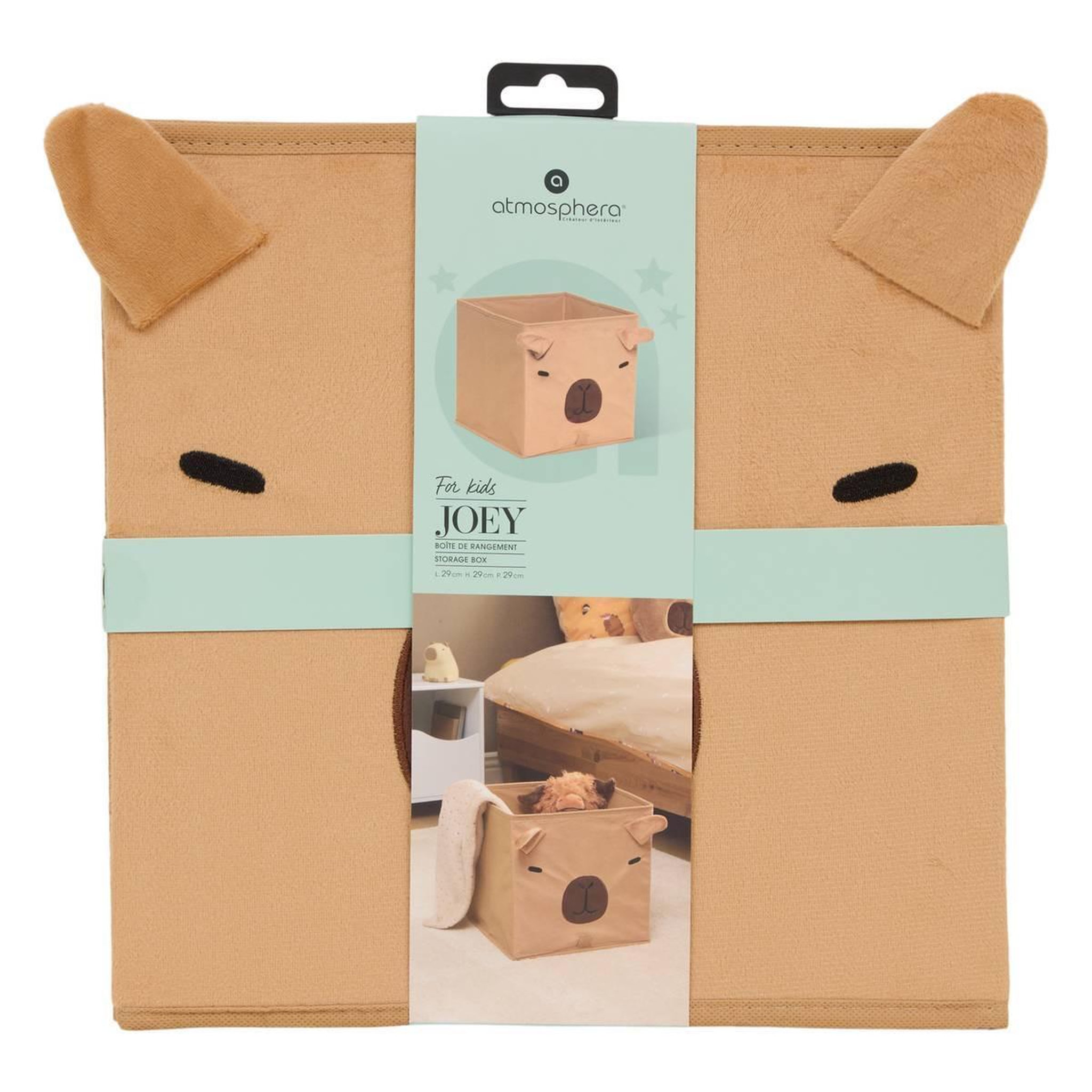 Voir la diapositive 6 : Atmosphera Kids Boîte de Rangement Pliable  Capybara  29x29cm Marron