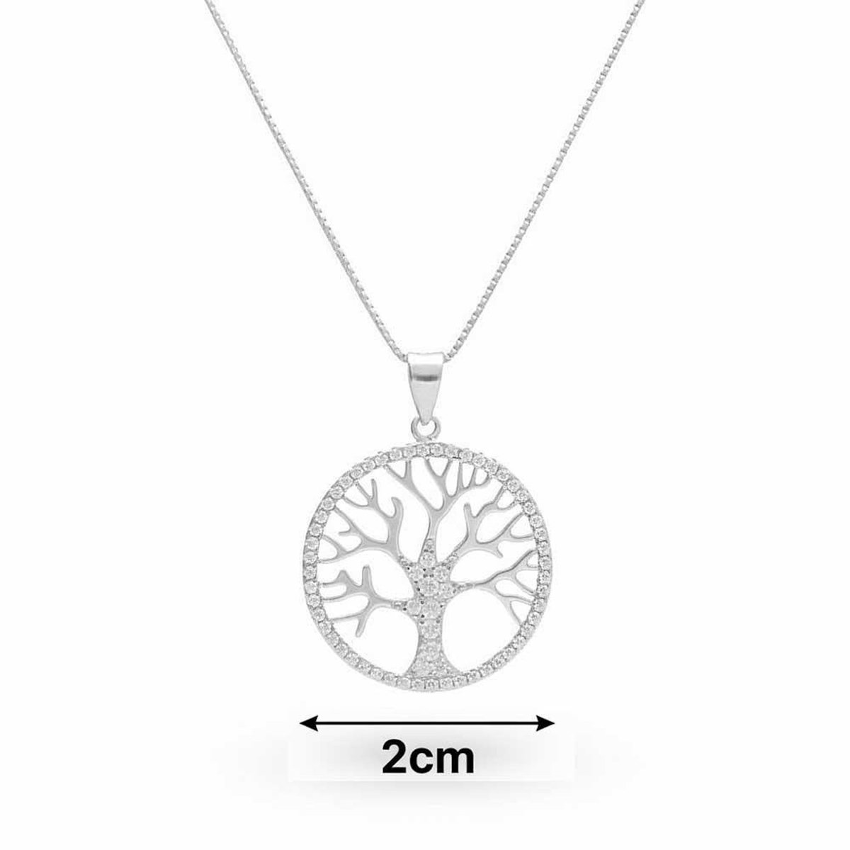 L'ATELIER D'AZUR Collier Argent 925/000 Rhodié - Arbre de Vie Serti de Zirconiums