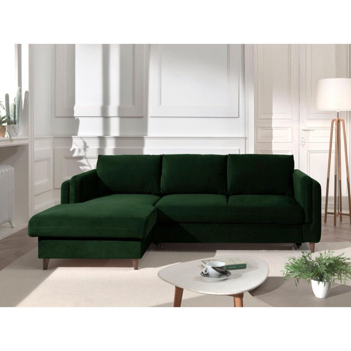 LISA DESIGN Brooke - canapé d'angle gauche - convertible avec coffre - 4 places - en velours