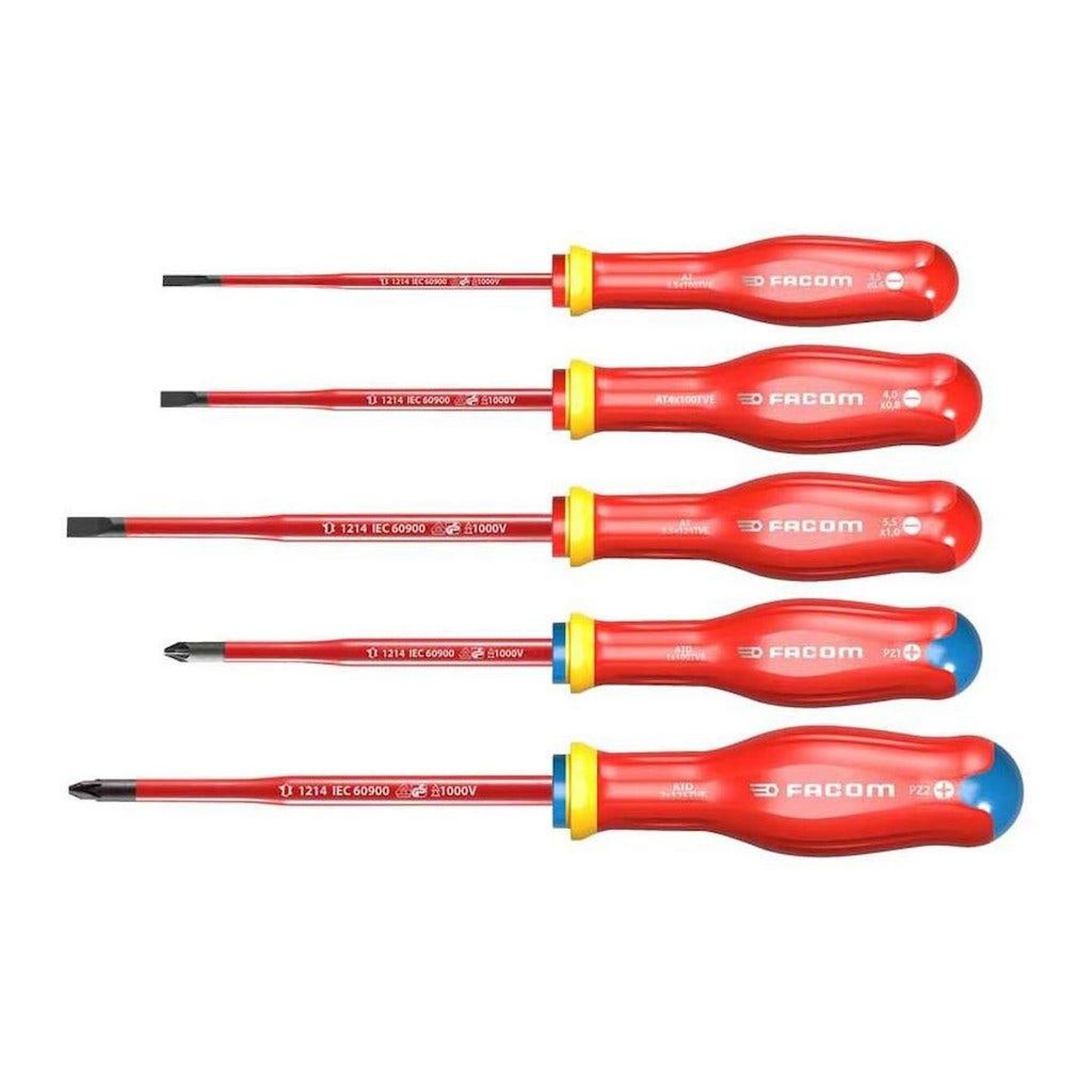 FACOM Jeu 5 tournevis protwist slim isolés 1000v
