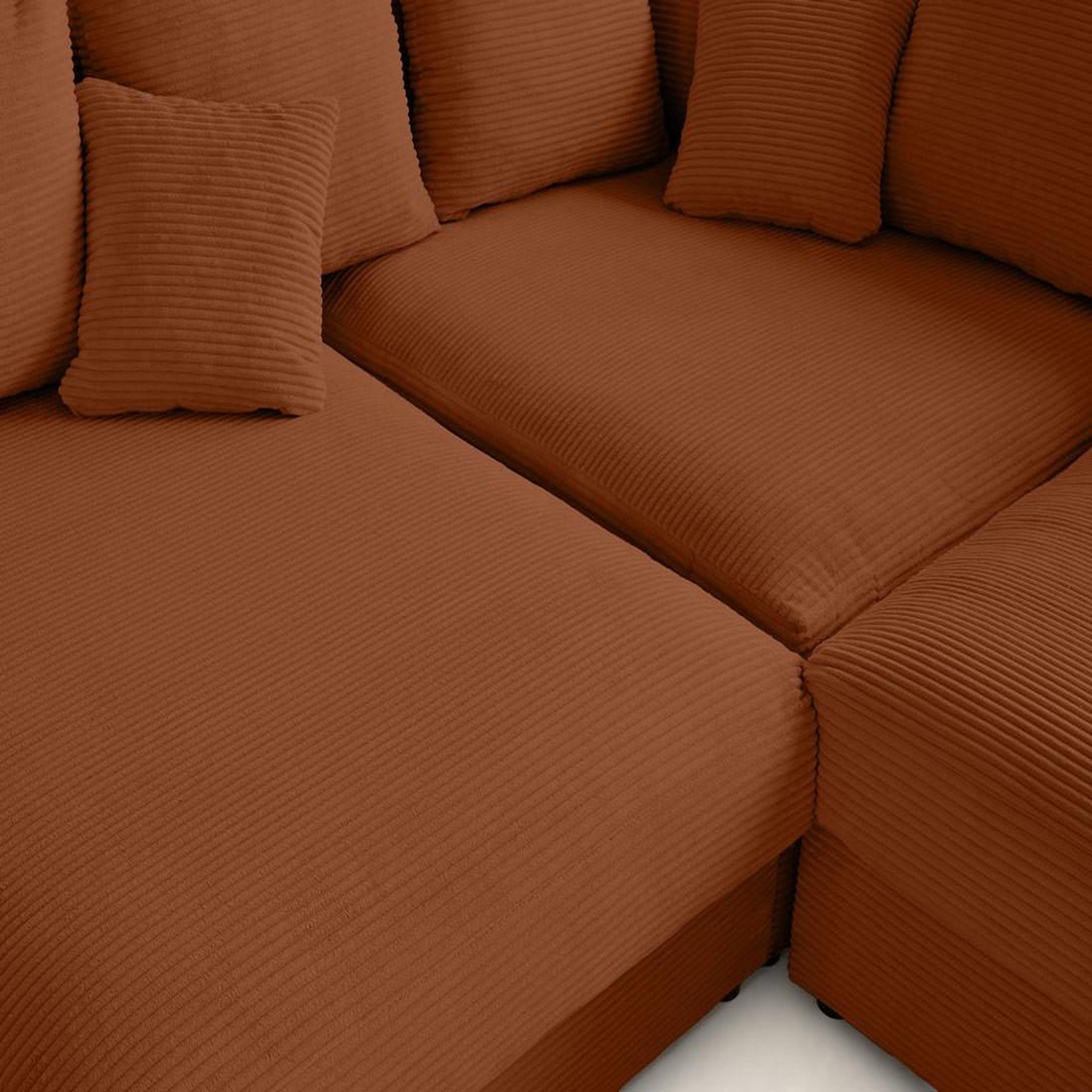 Voir la diapositive 6 : LISA DESIGN Aspen - canapé d'angle réversible 5 places - assise profonde - en velours côtelé