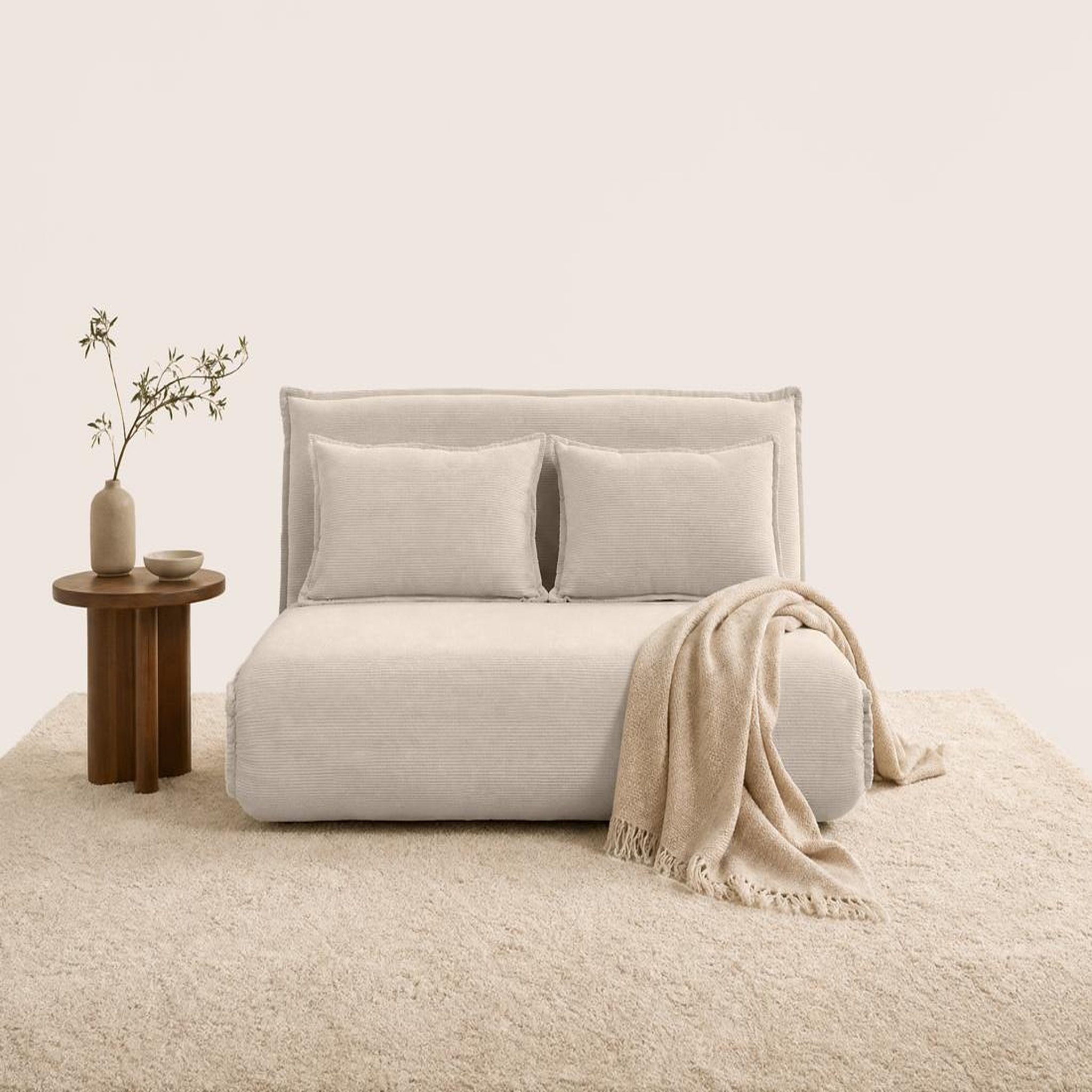 Voir la diapositive 2 : BEST MOBILIER Candice - banquette 2 places convertible clic-clac en velours côtelé