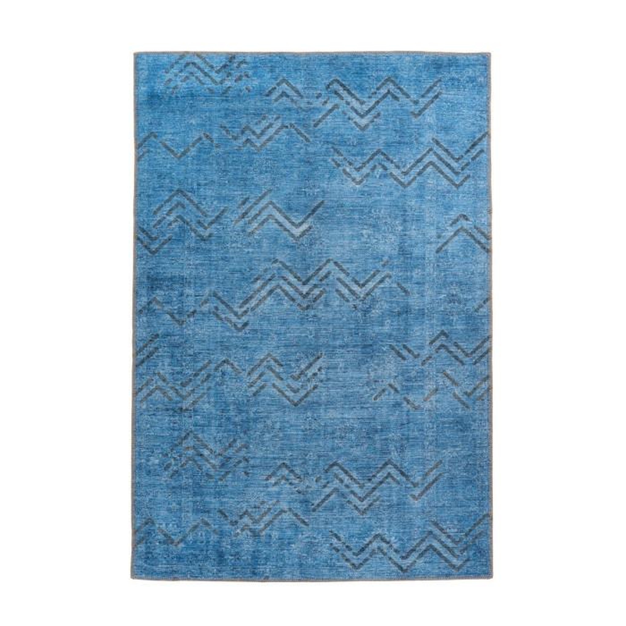 Paris Prix Tapis Tissé à Poils Courts  Antique  Bleu. Coloris disponibles : Bleu