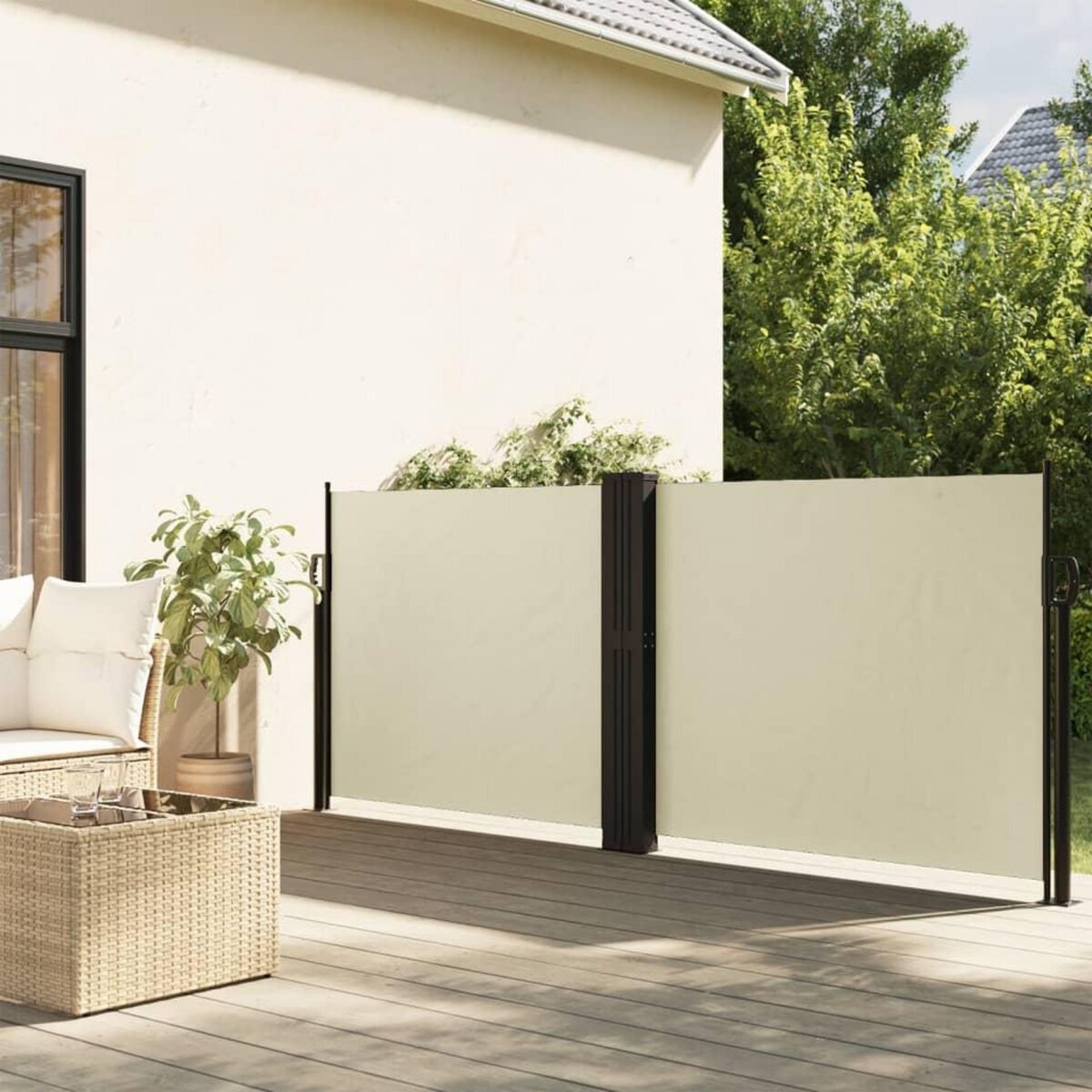 VIDAXL Auvent lateral retractable creme 140x1000 cm
