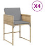 Voir la diapositive 2 : VIDAXL Chaises de jardin avec coussins lot de 4 melange beige