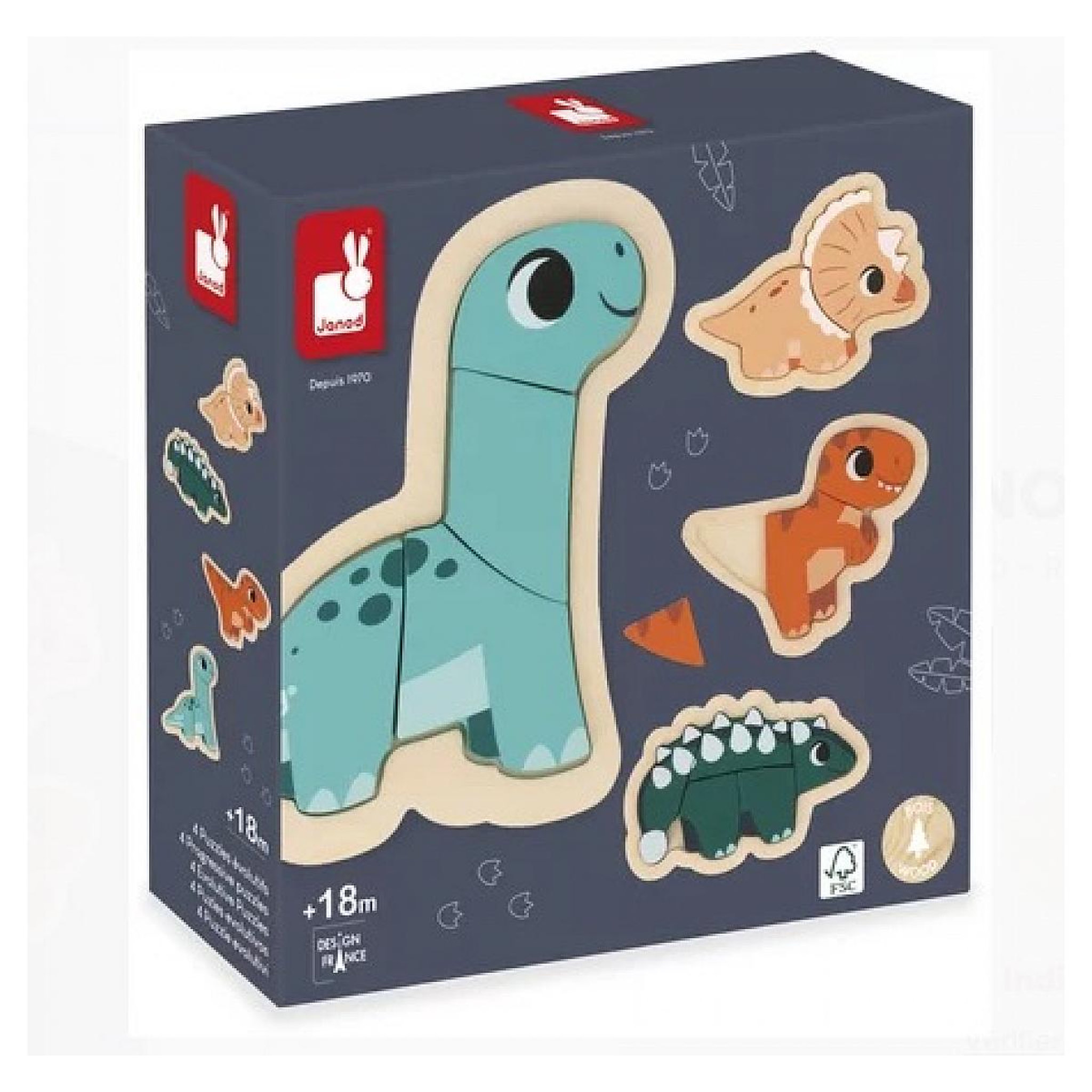 JANOD Puzzle Dino - 4 puzzles evolutifs