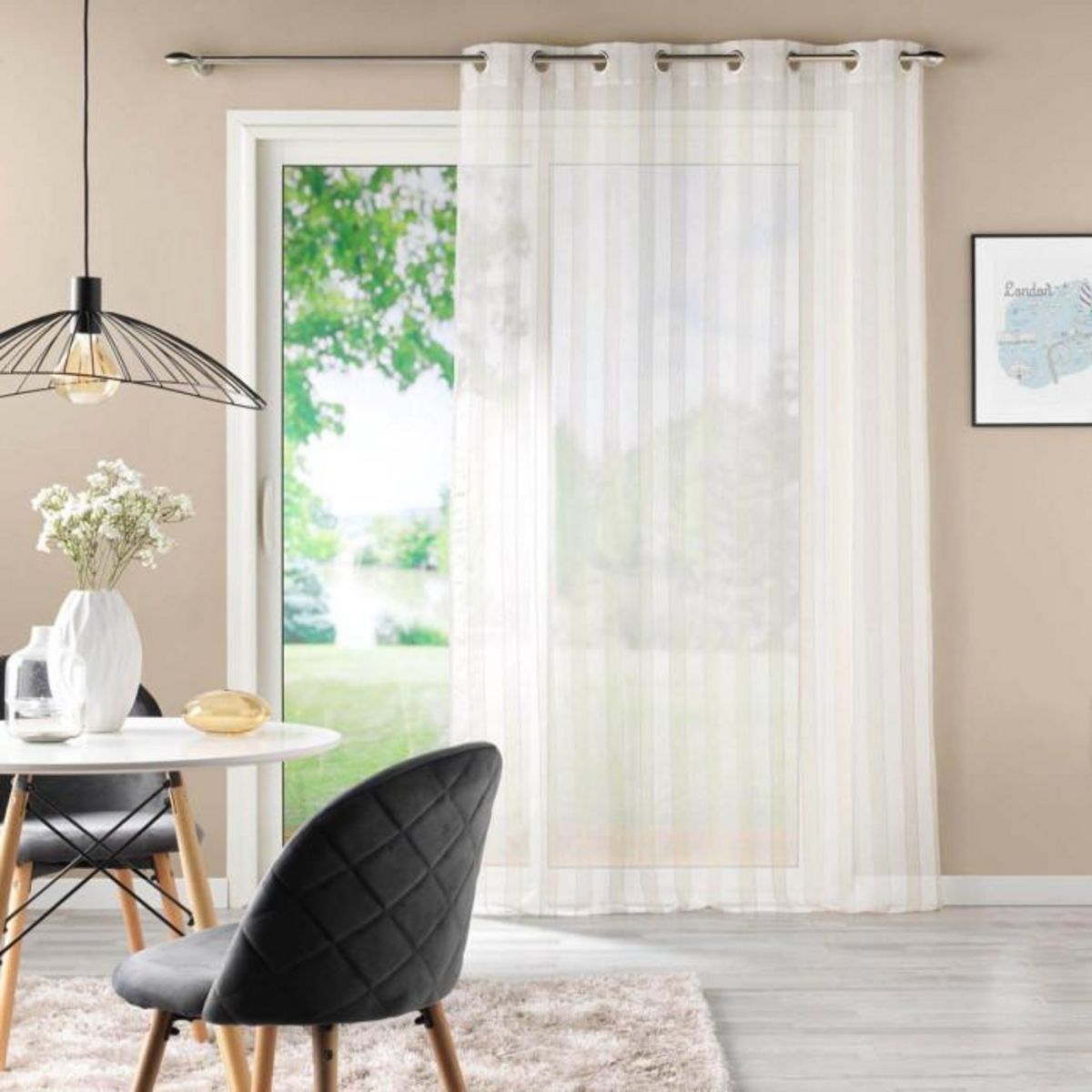 Paris Prix Rideau Voilage à Œillets  Charlize  140x240cm Naturel