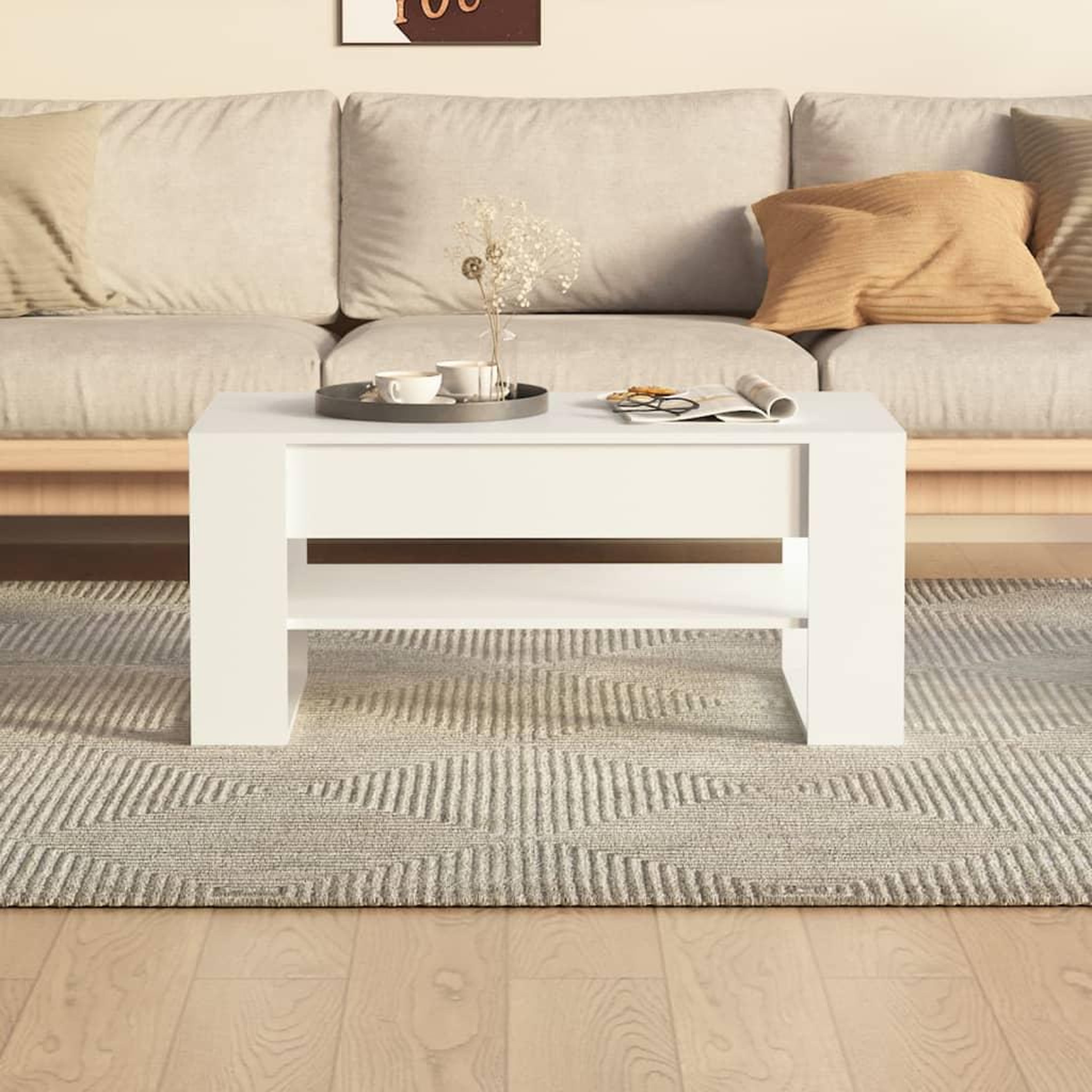 Voir la diapositive 5 : VIDAXL Table basse blanc 102x55x45 cm bois d'ingenierie