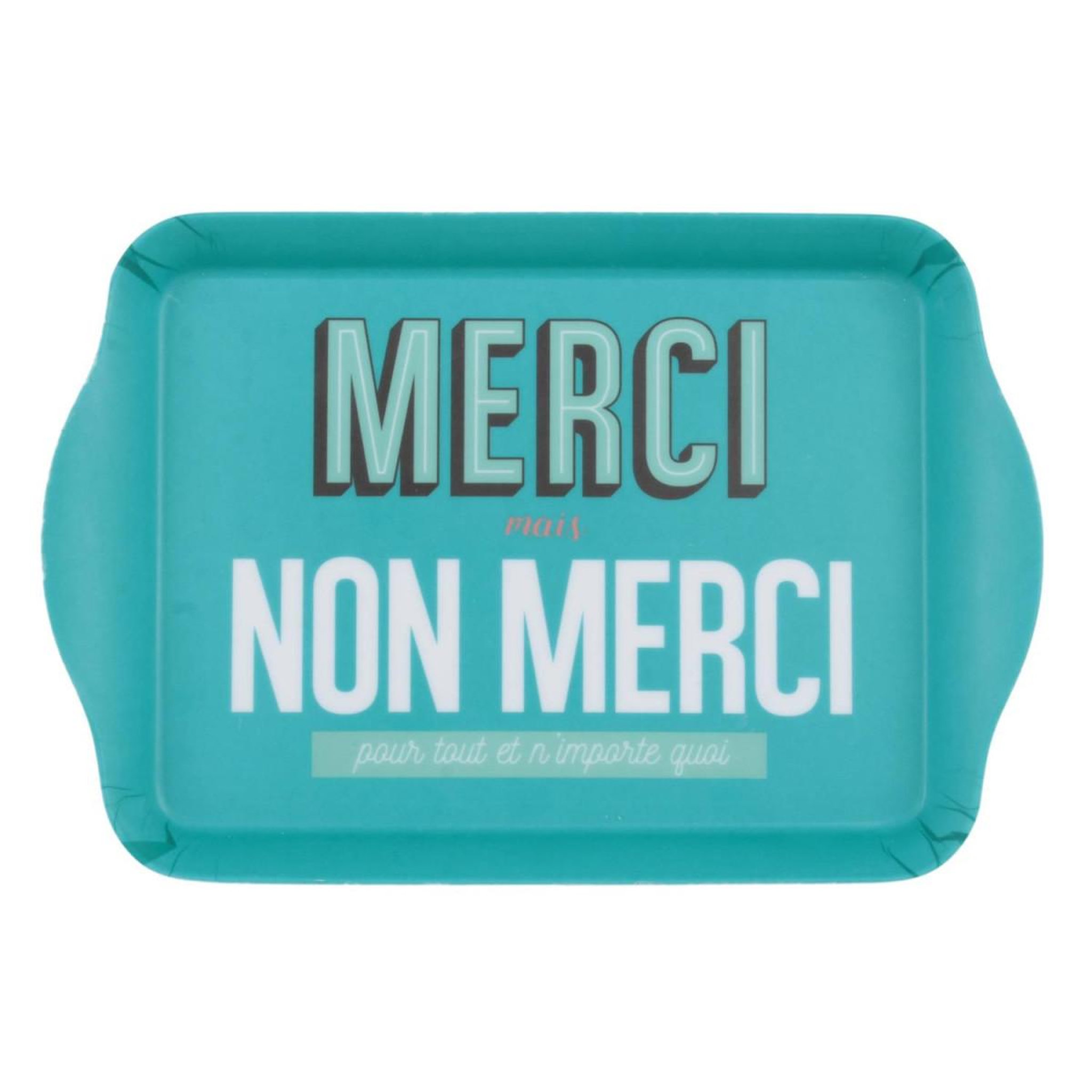 The Home Deco Factory Plateau de service imprimé  merci  21cm bleu