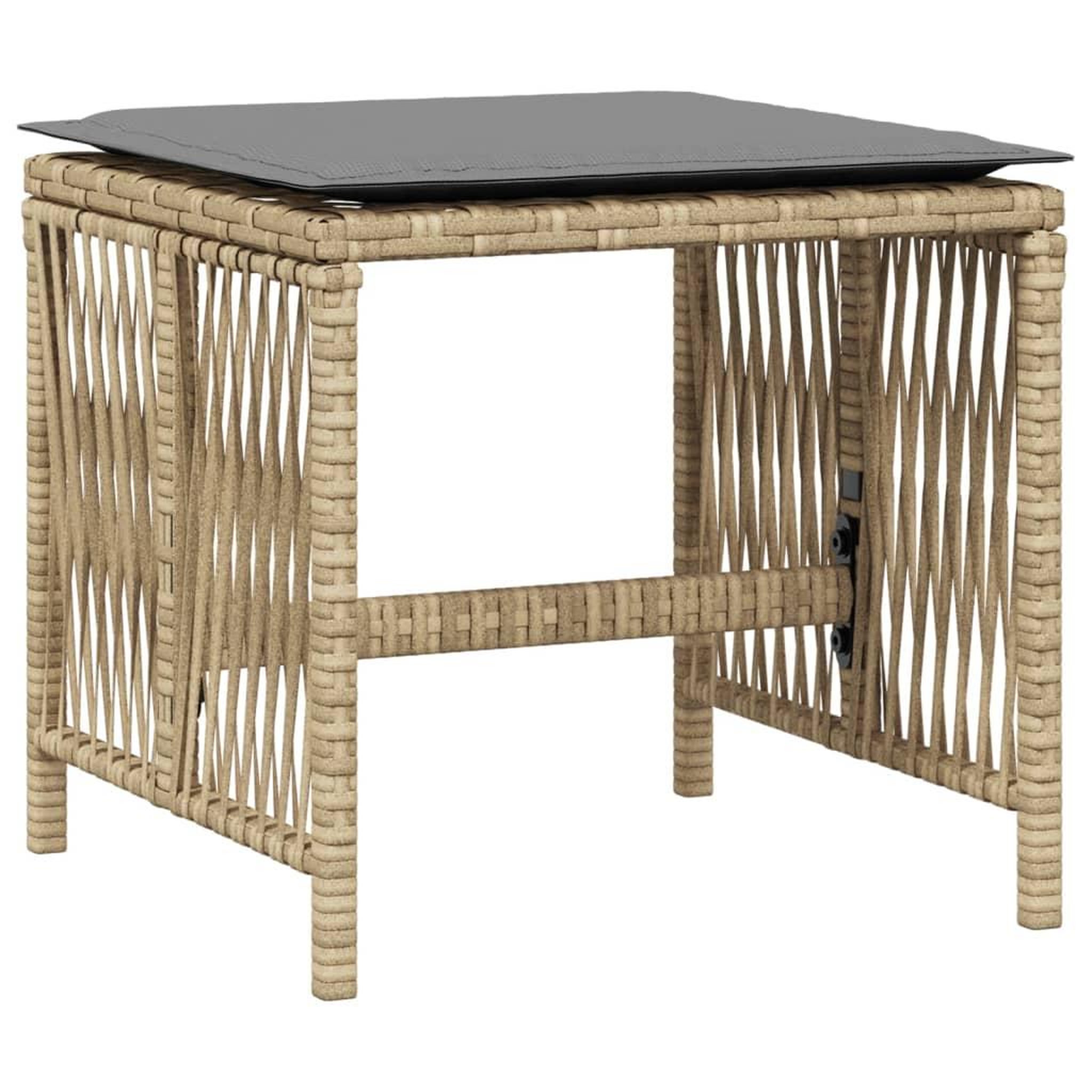Voir la diapositive 4 : VIDAXL Tabourets jardin et coussins lot de 4 melange beige 41x41x36 cm
