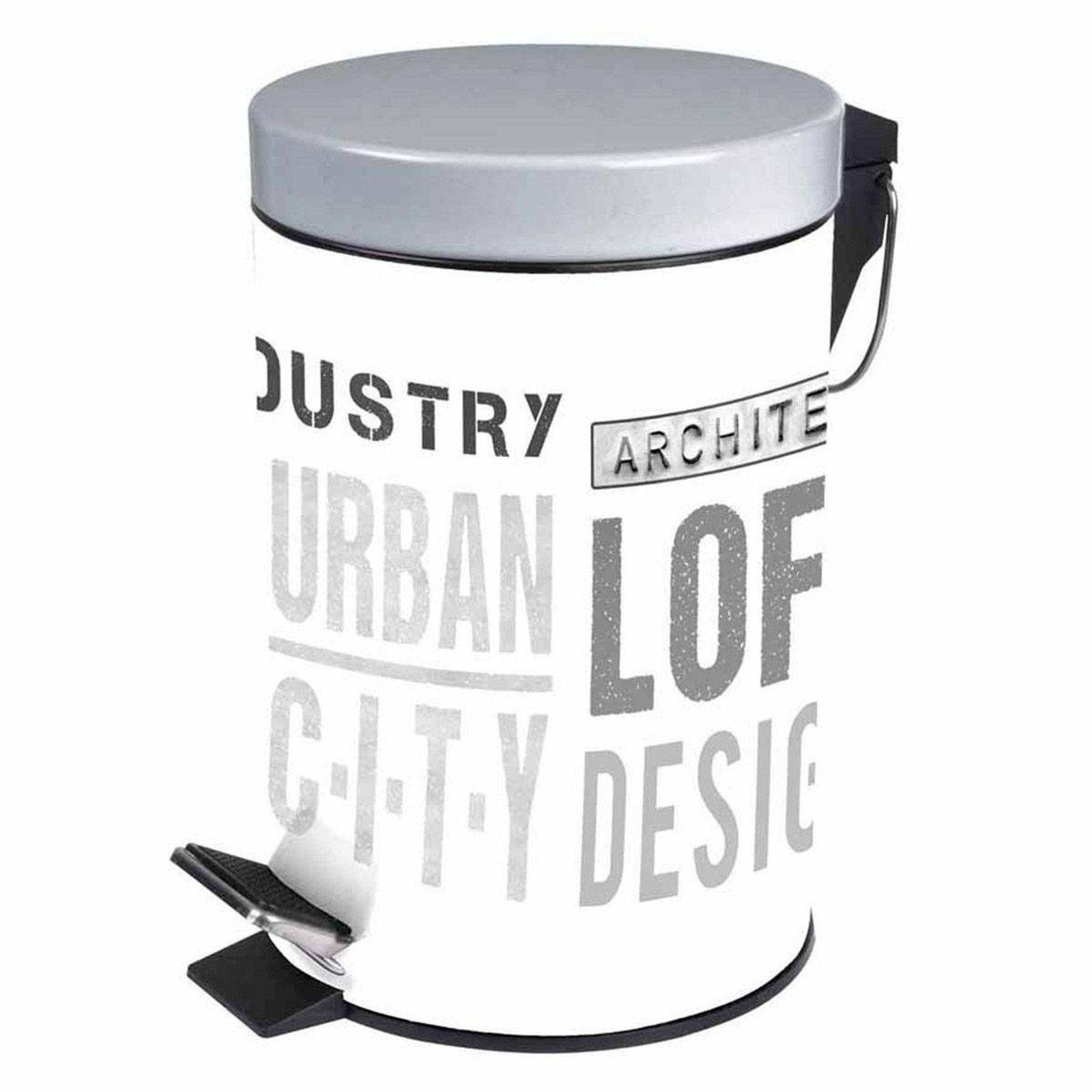 Douceur d'Intérieur Poubelle à pédale imprimée  urban loft  3l blanc