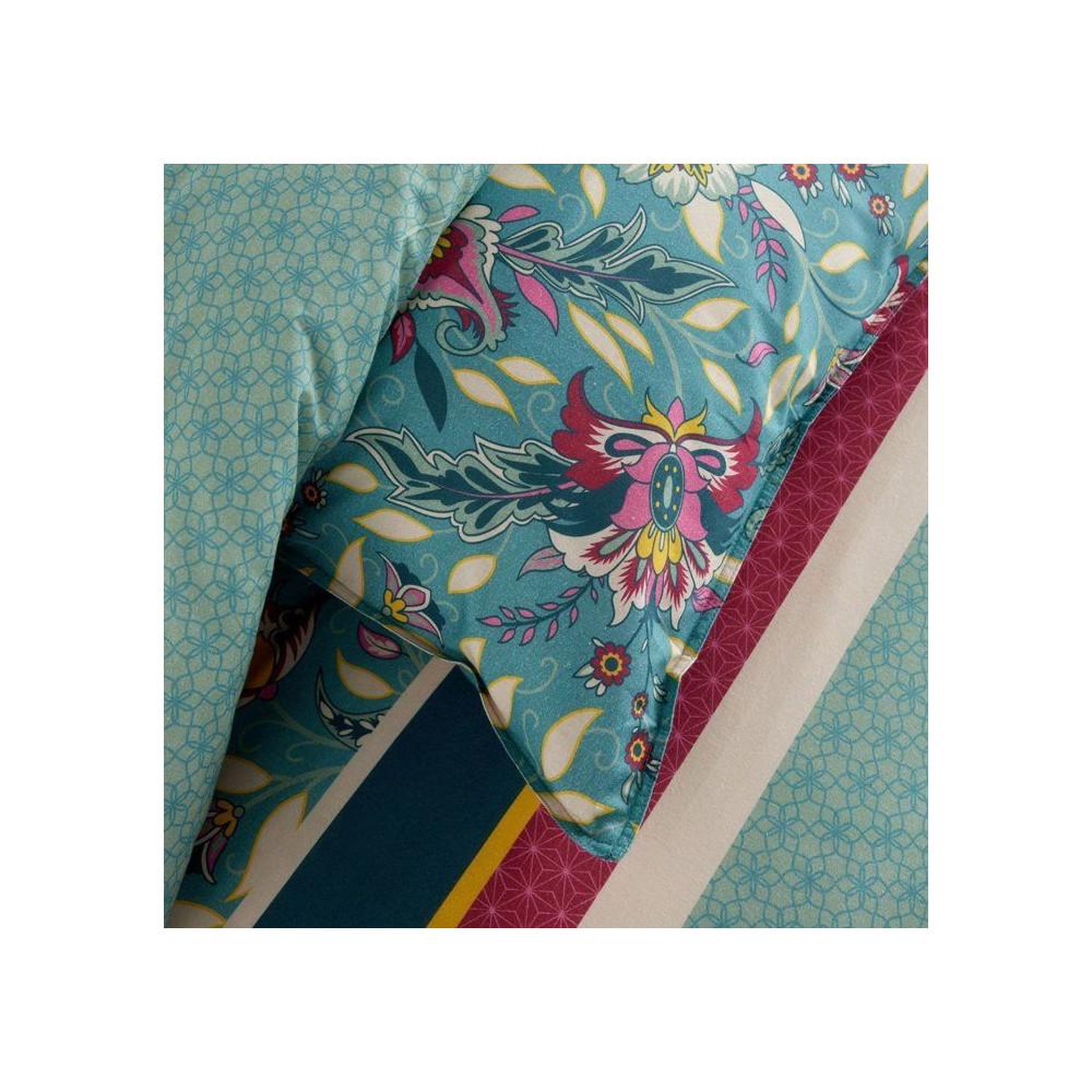 Voir la diapositive 3 : Today Ensemble de literie imprimé floral today sunshine coton bleu: housse de couette 140x200 cm et taie 63x63 cm