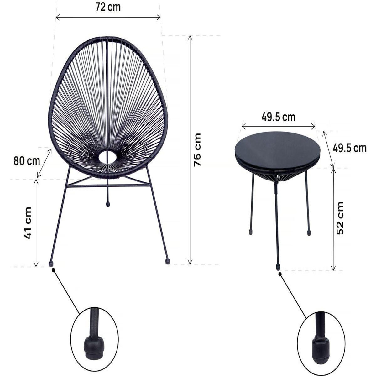 Habitat et Jardin Salon de jardin acapulco en métal  Odea  - 2 places - Noir