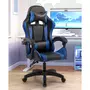 CONCEPT USINE Chaise de gaming massante noire et bleue EZIO
