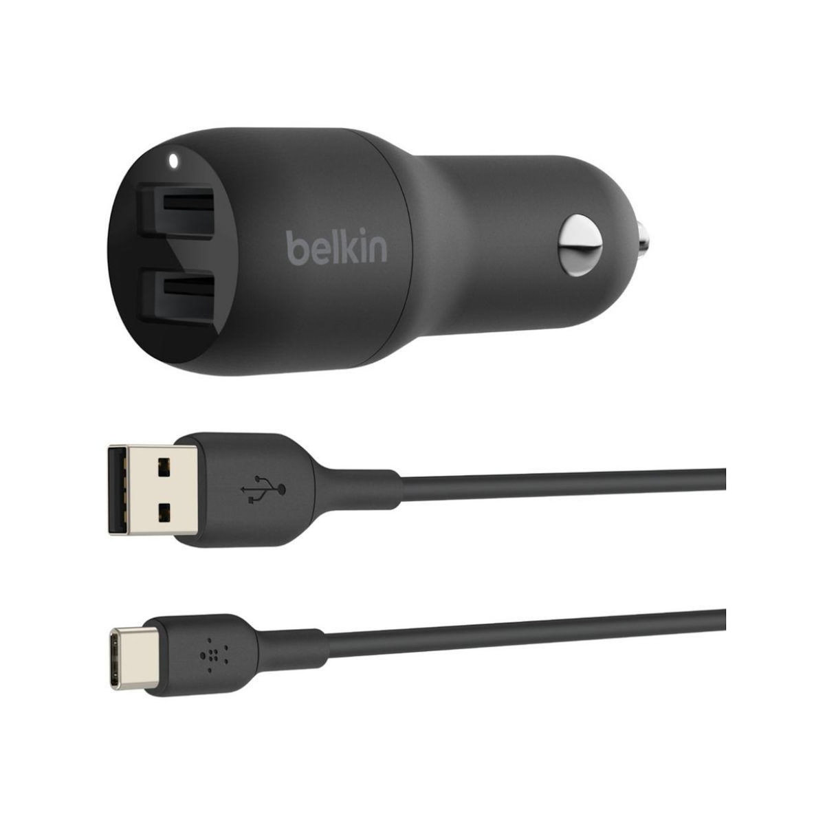 Belkin Chargeur 24W 2xUSB-A/USB-C 1m noir