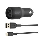 Belkin Chargeur 24W 2xUSB-A/USB-C 1m noir