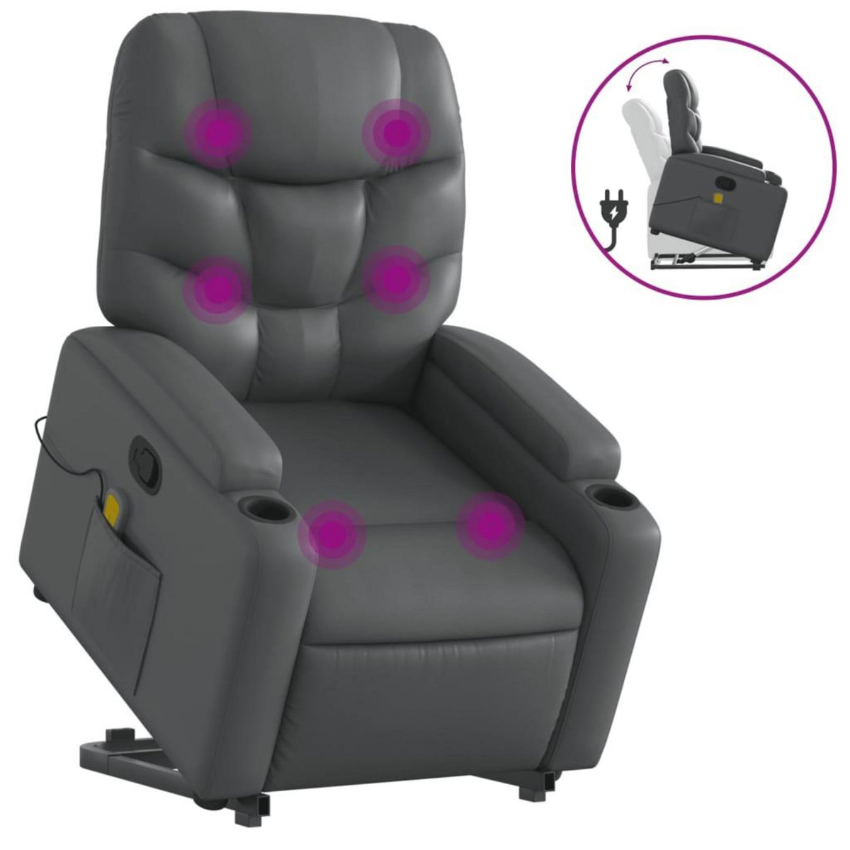 VIDAXL Fauteuil inclinable de massage Gris Similicuir