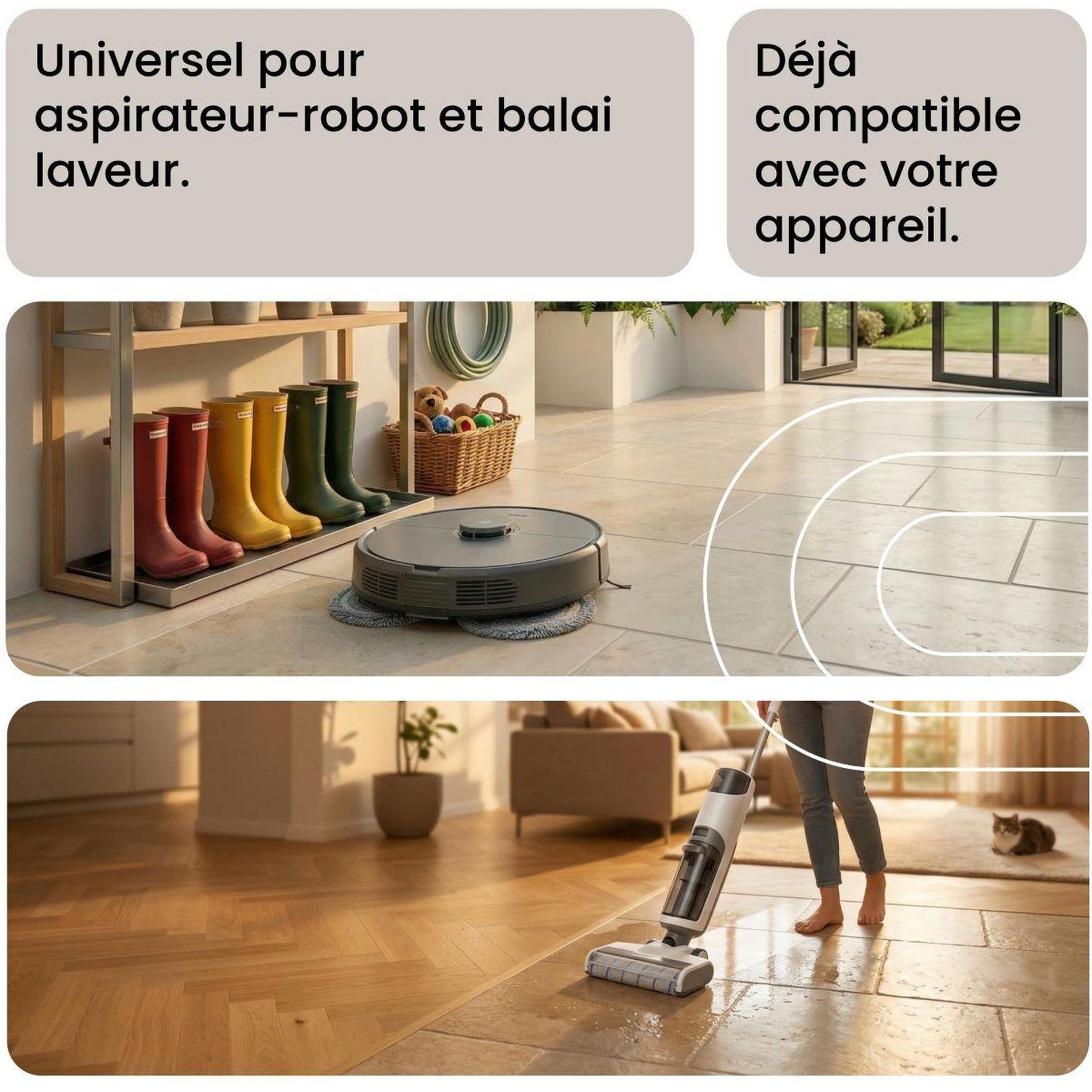 Voir la diapositive 3 : ESSENTIEL B Détergent liquide nettoyant sol universel 1l pour aspirateur robot laveur et balai laveur, anti-traces