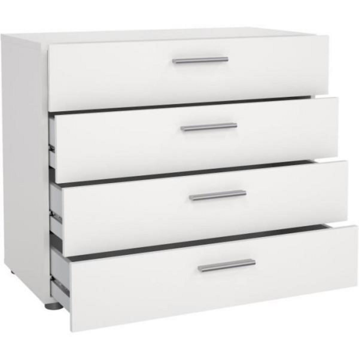 TVILUM Commode NASH 4 tiroirs - Décor Blanc - L 80 x P 40 x H 68,5 cm