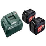METABO SAS Pack énergie 18 V Pack 2 Batteries 18 volts + chargeur rapide - 2 x 4,0 Ah Li-Power, ASC 55, carton