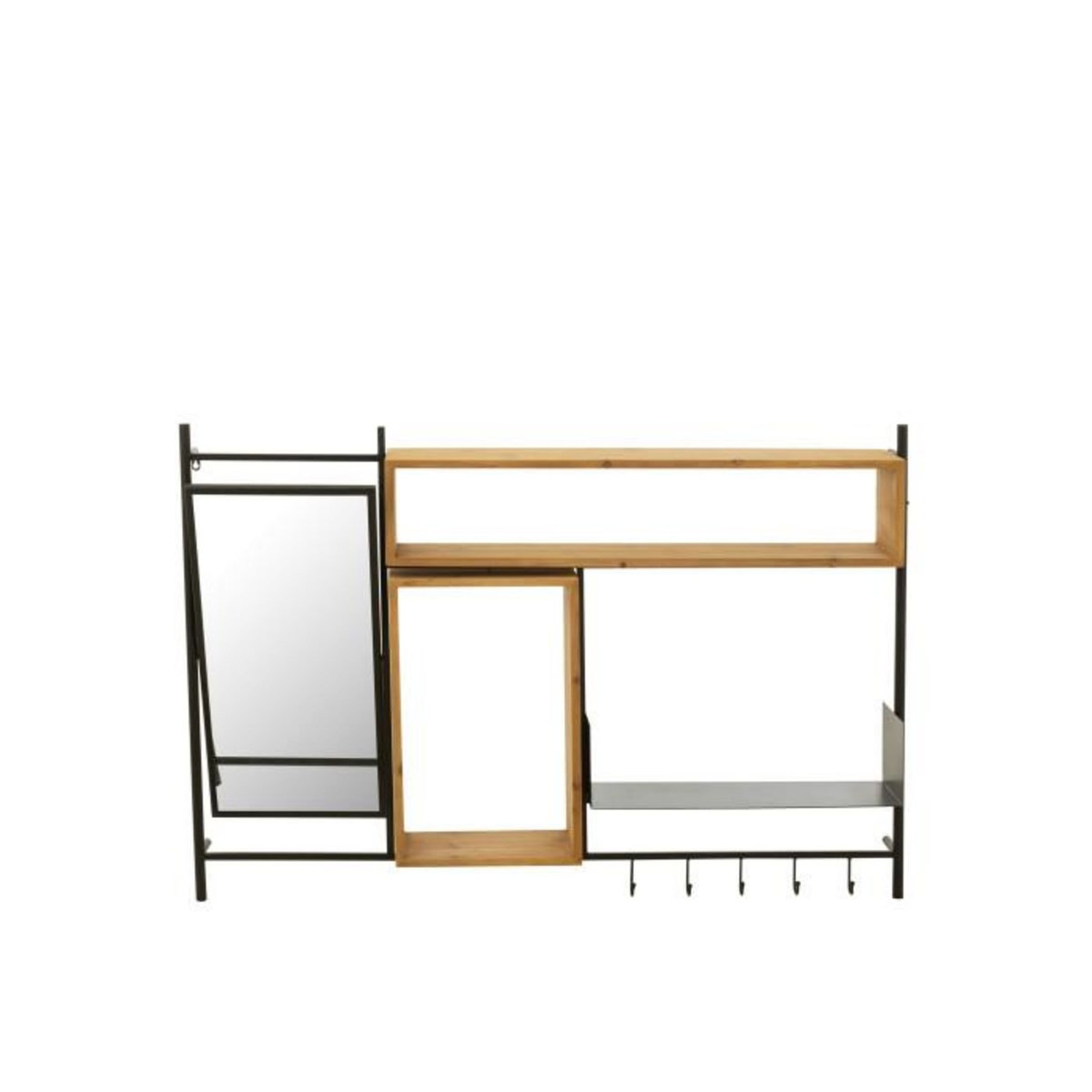 Paris Prix Patère Murale & Miroir  Tina  130cm Noir & Naturel