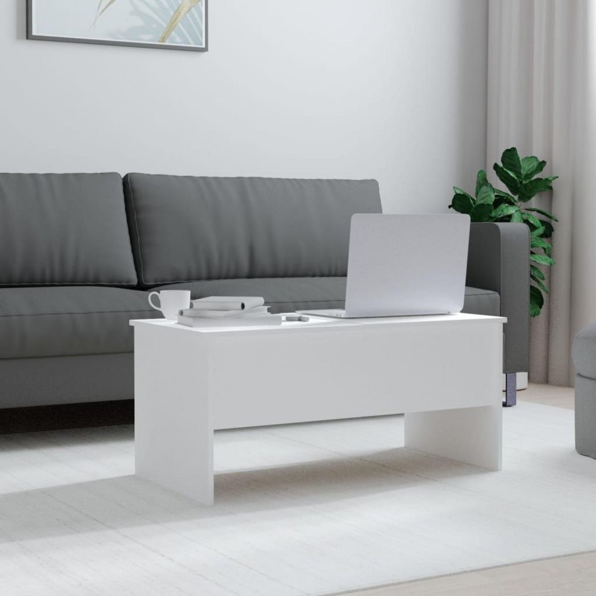VIDAXL Table basse Blanc 102x50,5x46,5 cm Bois d'ingenierie