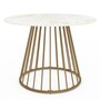 Voir la diapositive 3 : ID MARKET Table à manger ronde YUNA 6 personnes pied filaire laiton et plateau effet marbre blanc ALASKA 110 cm