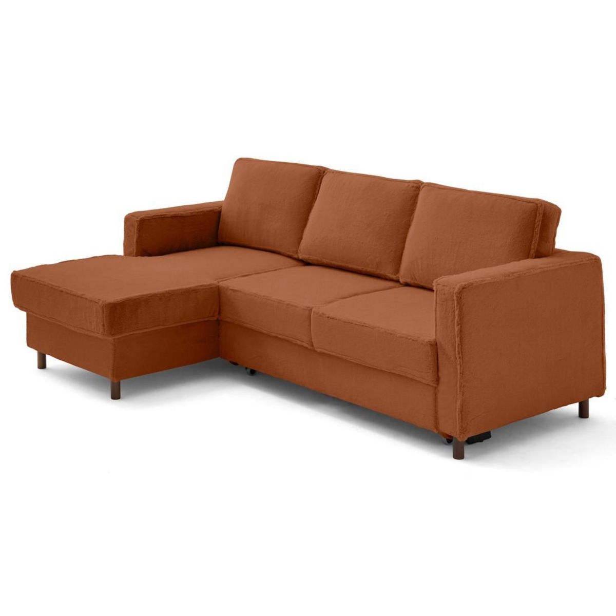 LISA DESIGN Jake - canapé d'angle gauche 4 places convertible avec coffre en fausse fourrure