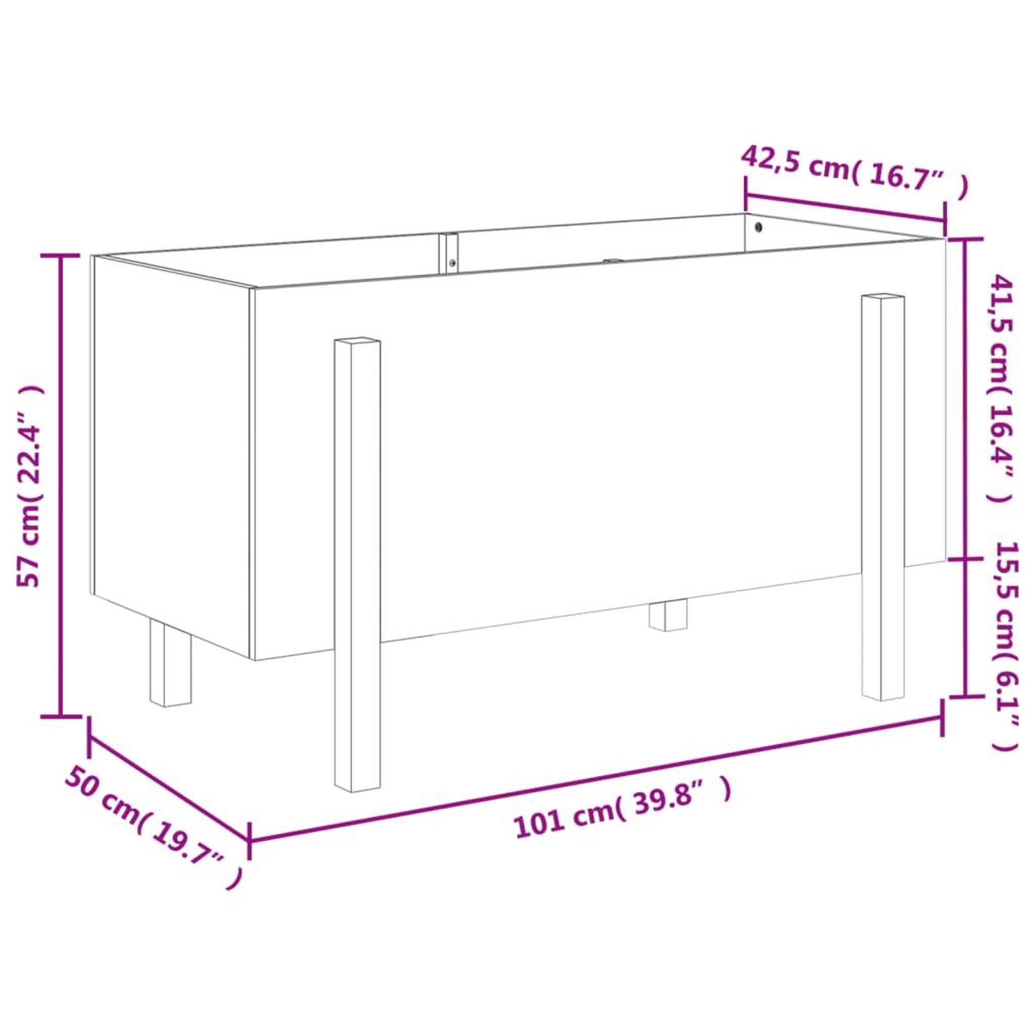 Voir la diapositive 6 : VIDAXL Lit sureleve de jardin 101x50x57 cm bois de pin massif