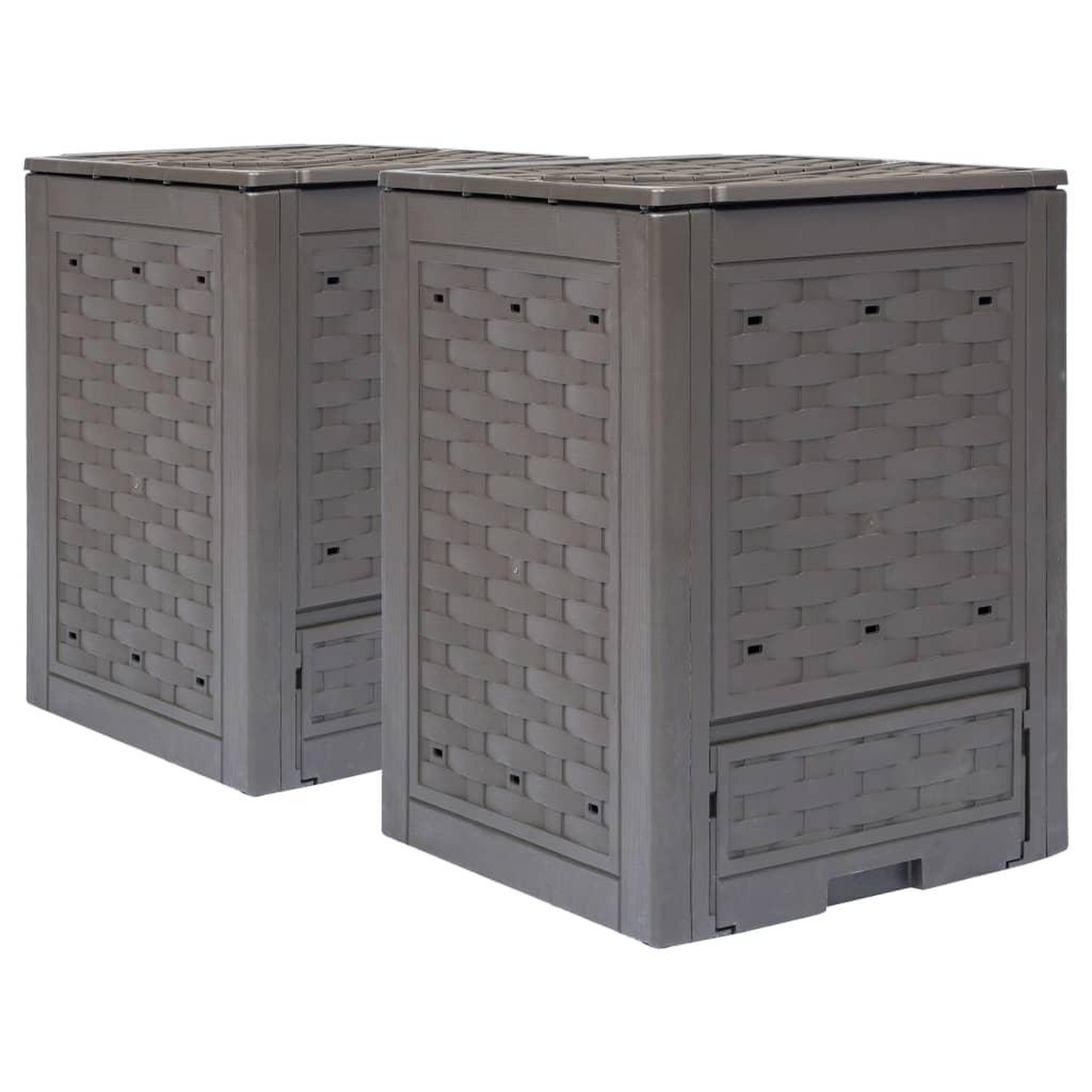 Voir la diapositive 1 : VIDAXL Composteurs de jardin 2 pcs 60x60x83 cm 600 L Plastique rotin