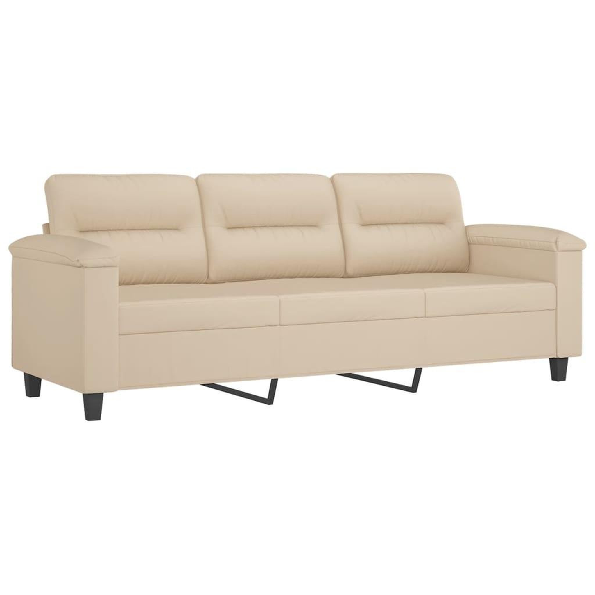 Voir la diapositive 5 : VIDAXL Ensemble de canapes 3 pcs avec coussins creme tissu microfibre