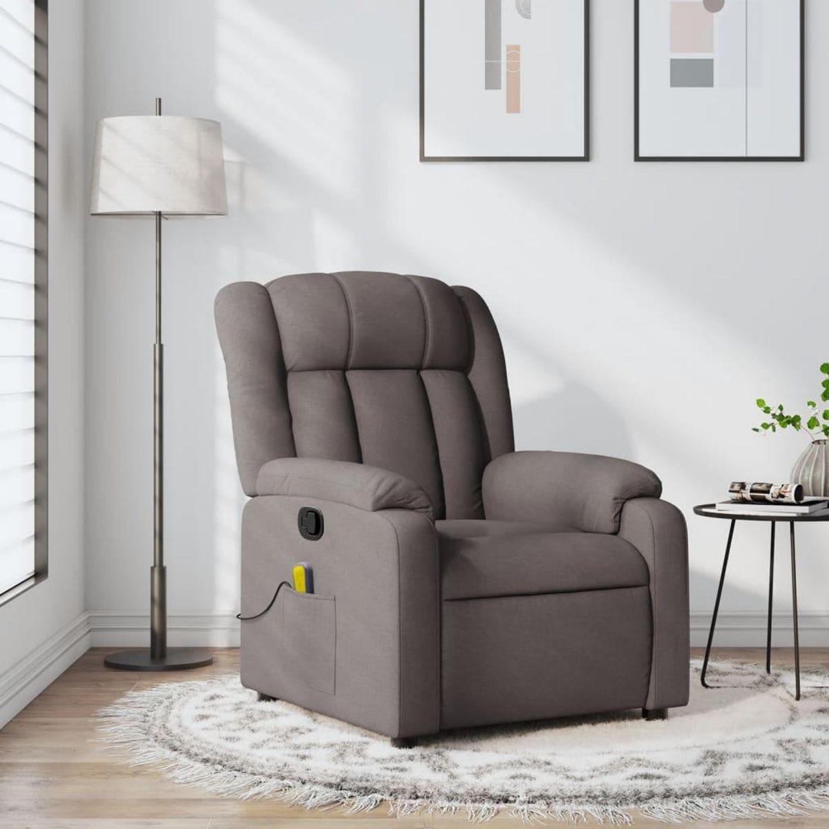 VIDAXL Fauteuil de massage inclinable Taupe Tissu