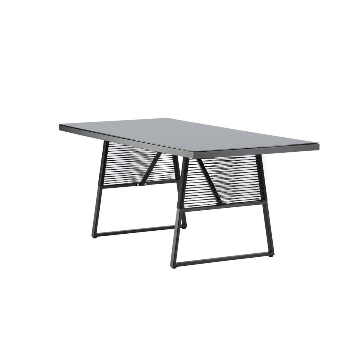 Paris Prix Table de Jardin en Verre  Dallas  193cm Noir