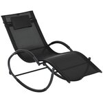 OUTSUNNY Chaise longue à bascule rocking chair design contemporain métal textilène noir